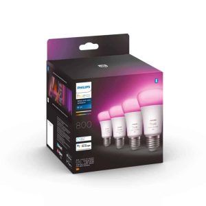 Bombilla Philips HUE White&Color E27 Pack 4 800lm Zigbee & BT