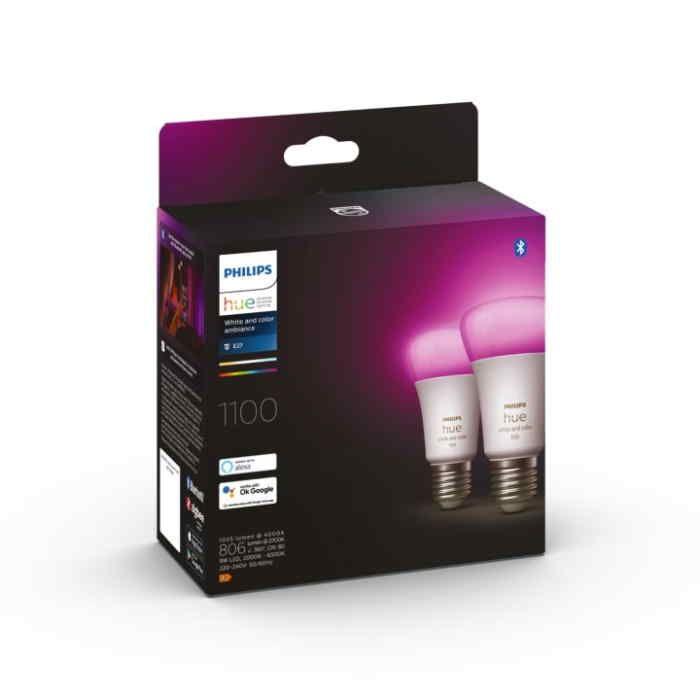 Bombilla Philips HUE White&Color E27 Pack Doble 1100lm Zigbee & BT
