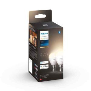 Bombilla Philips HUE White Esferica E14 Pack Doble Zigbee & BT