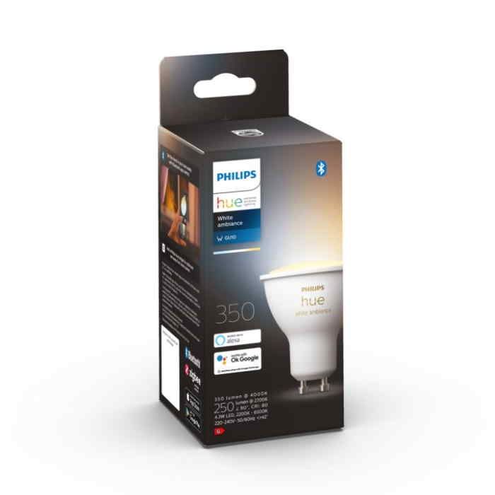 Bombilla Philips HUE White Ambiance GU10 Pack Individual Zigbee & BT