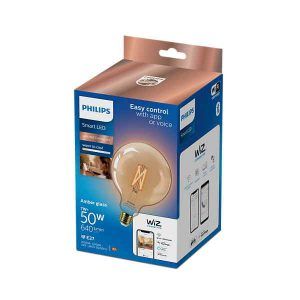 Bombilla Philips Smart Led Filamento Ámbar Globo G125 Ambiance E27 Pack Individual Wifi Con tecnología SpaceSense