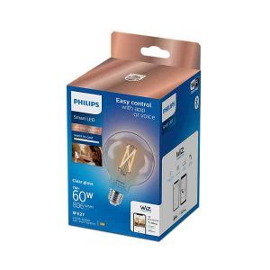 Bombilla Philips Smart Led Filamento Claro Globo G95 Ambiance E27 Pack Individual Wifi Con tecnología SpaceSense