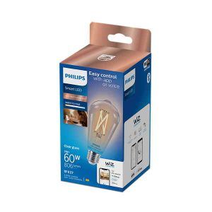 Bombilla Philips Smart Led Filamento Claro Pebetero ST64 Ambiance E27 Pack Individual Wifi Con tecnología SpaceSense