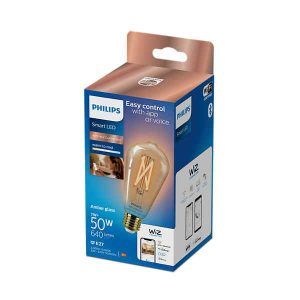 Bombilla Philips Smart Led Filamento Ámbar Pebetero ST64 Ambiance E27 Pack Individual Wifi Con tecnología SpaceSense