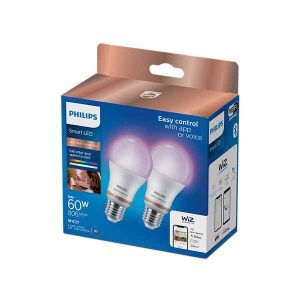 Bombilla Philips Smart Led Color Estándar A60 E27 Pack Doble Wifi Con tecnología SpaceSense