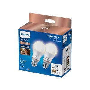 Bombilla Philips Smart Led White Estándar A60 E27 Pack Doble Wifi Con tecnología SpaceSense