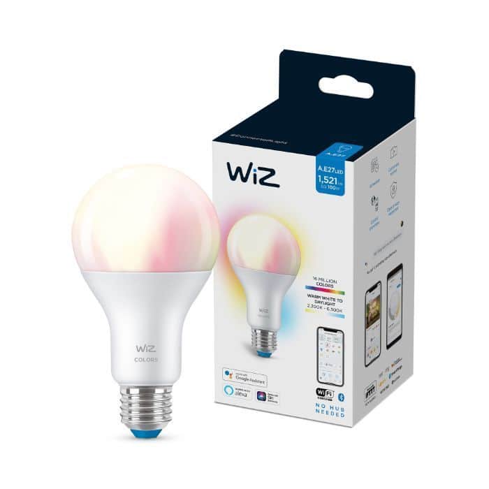 Bombilla WiZ Color Estándar A67 E27 Pack Individual Philips Wifi Con tecnología SpaceSense