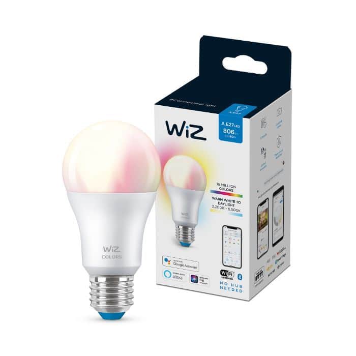 Bombilla WiZ Color Estándar A60 E27 Pack Individual Philips Wifi Con tecnología SpaceSense