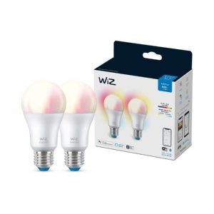 Bombilla WiZ Color Estándar A60 E27 Pack Doble Philips Wifi Con tecnología SpaceSense