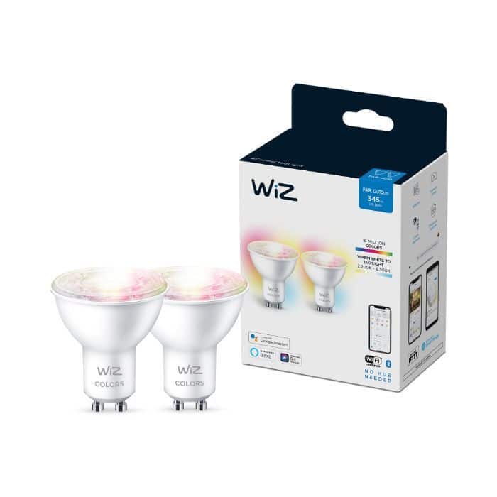 Bombilla WiZ Color Par16 Gu10 Pack Doble Philips Wifi Con tecnología SpaceSense
