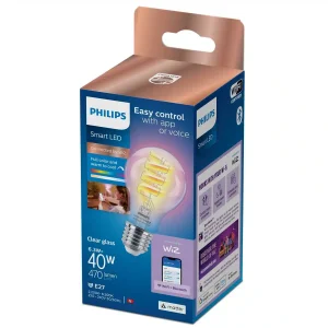 Bombilla Philips Smart Led Filamento Claro Estándar A60 Color E27 Pack Individual Wifi Con tecnología SpaceSense