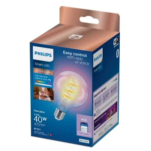 Bombilla Philips Smart Led Filamento Claro Globo G95 Color E27 Pack Individual Wifi Con tecnología SpaceSense