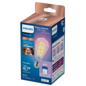 Bombilla Philips Smart Led Filamento Claro Pebetero ST64 Color E27 Pack Individual Wifi Con tecnología SpaceSense