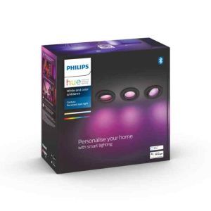 Empotrable Centura Philips HUE White&Color Redondo Negro Pack Triple Zigbee & BT