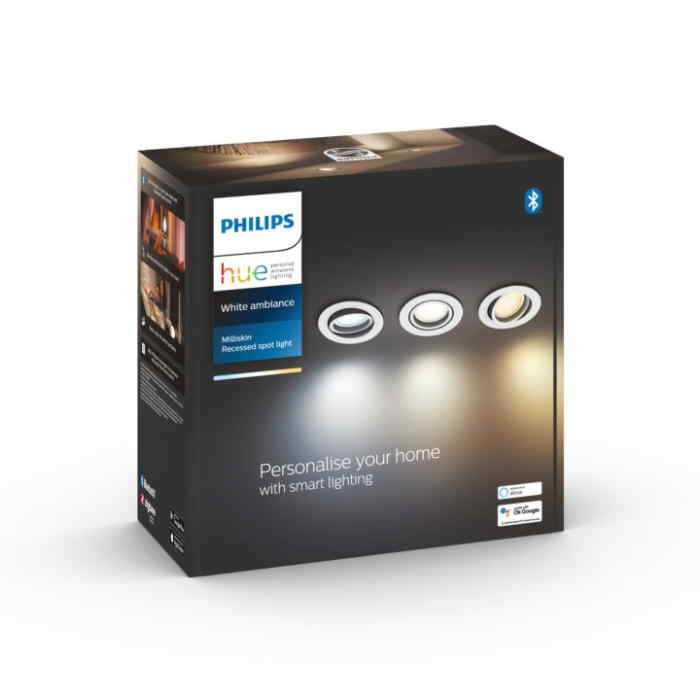 Empotrable Milliskin Philips HUE Ambiance Redondo Blanco Pack Triple Zigbee & BT