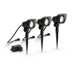Bajo Voltaje 12V Foco Pincho Puled Negro Base 3Pk 2700ºK Philips