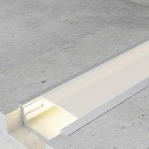 Perfil Especial Tira LED con Difusor Empotrar Glon Gris