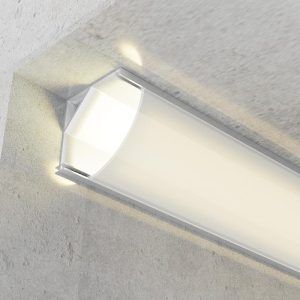 Perfil Especial Tira LED con Difusor Esquina Gris