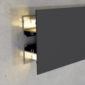 Perfil Especial Tira LED con Difusor Superficie Pared Negro